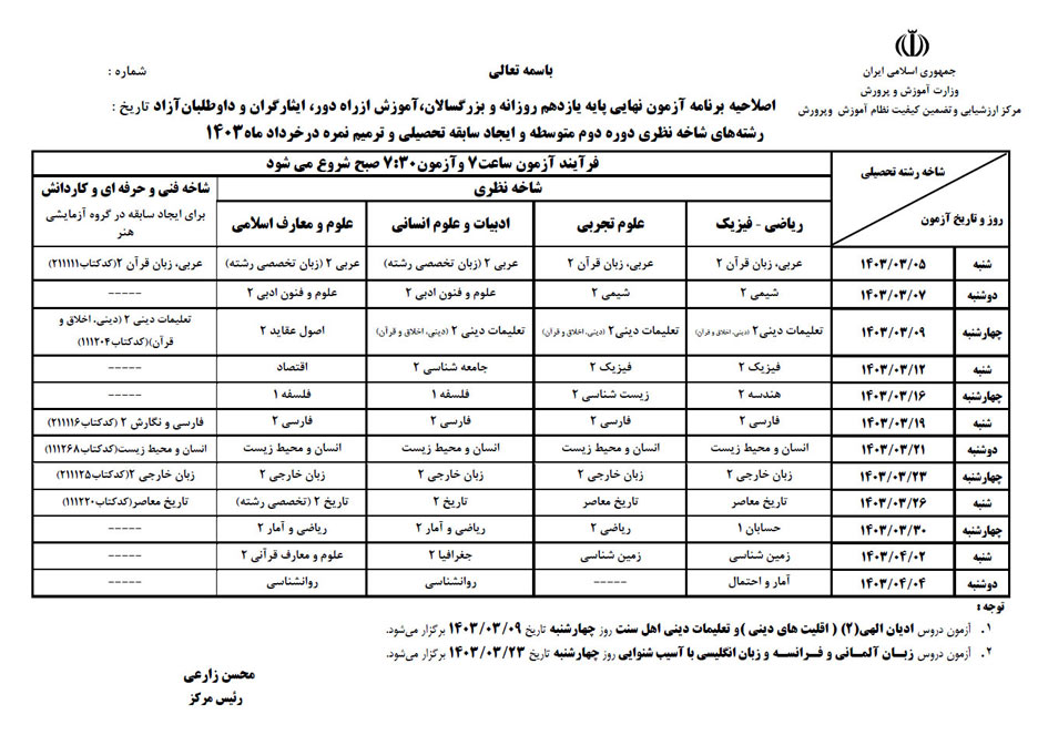 برنامه تغییریافته یازدهم